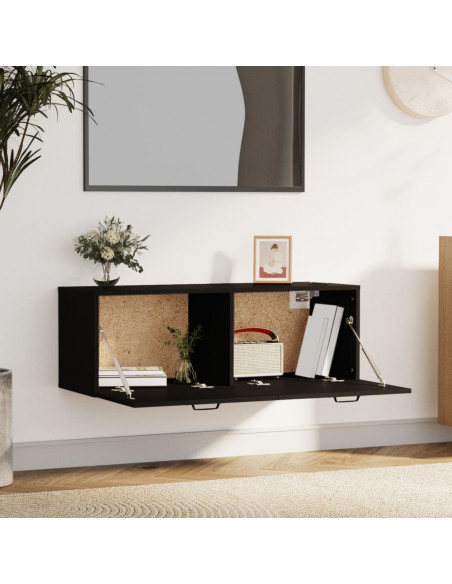 Mobile Pensile Nero 100x36,5x35 cm Legno Multistrato