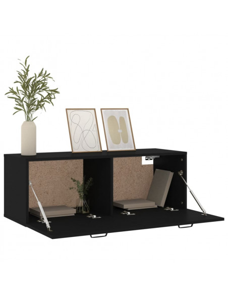 Mobile Pensile Nero 100x36,5x35 cm Legno Multistrato