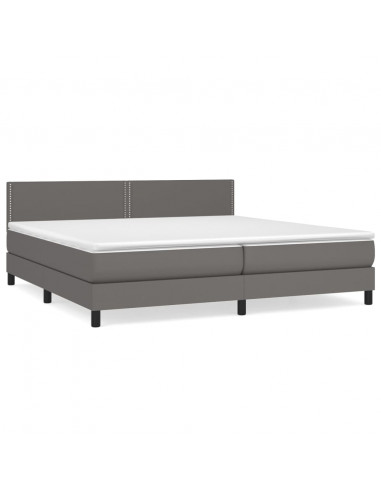 Giroletto a Molle con Materasso Grgio 200x200 cm in Similpelle