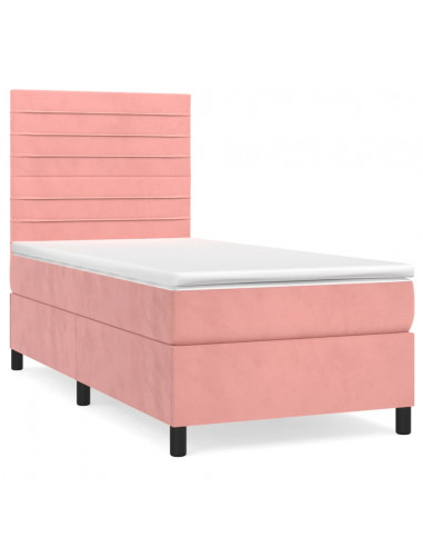 Giroletto a Molle con Materasso Rosa 90x200 cm in Velluto