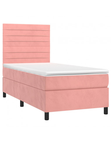 Giroletto a Molle con Materasso Rosa 90x200 cm in Velluto