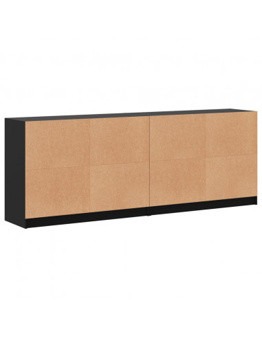 Libreria con Ante Nera 204x37x75 cm in Legno Multistrato