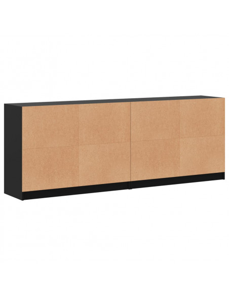 Libreria con Ante Nera 204x37x75 cm in Legno Multistrato
