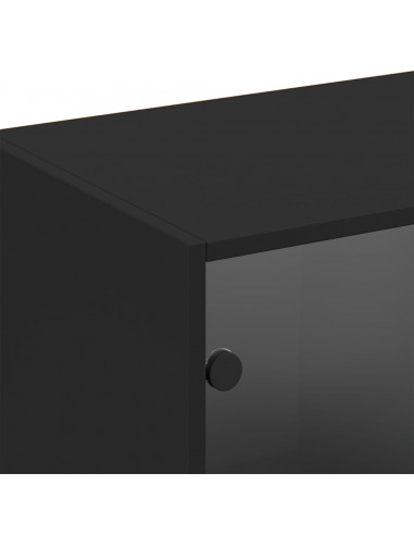 Libreria con Ante Nera 204x37x75 cm in Legno Multistrato