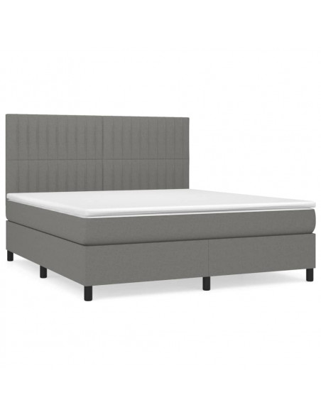 Giroletto a Molle con Materasso Grigio Scuro 160x200 cm Tessuto