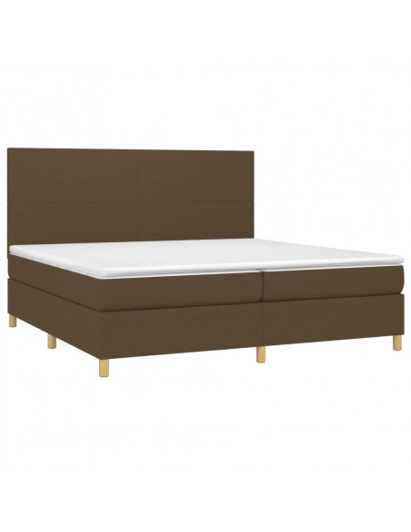 Letto a Molle Materasso e LED Marronescuro 200x200cm in Tessuto