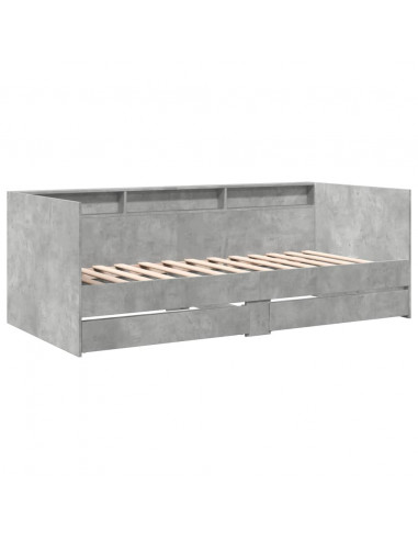 Divano Letto con Cassetti Grigio Cemento 75x190 cm Multistrato