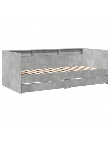 Divano Letto con Cassetti Grigio Cemento 75x190 cm Multistrato