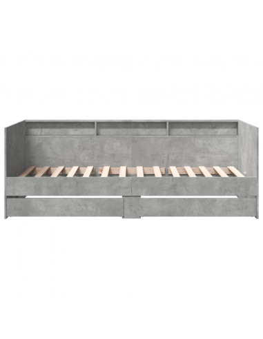 Divano Letto con Cassetti Grigio Cemento 75x190 cm Multistrato