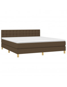 Letto a Molle Materasso e LED Marrone Scuro 160x200 cm Tessuto 2