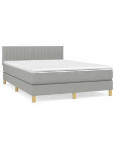 Giroletto a Molle con Materasso Grigio Chiaro 140x190cm Tessuto 2