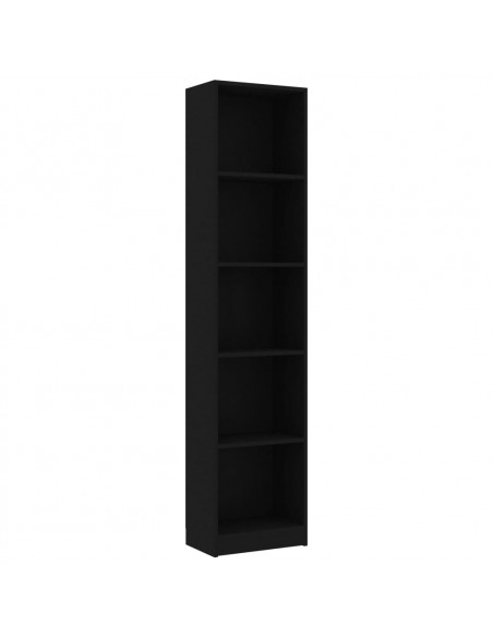 Libreria a 5 Ripiani Nera 40x24x175 cm in Legno Multistrato