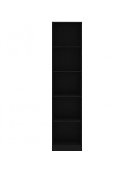 Libreria a 5 Ripiani Nera 40x24x175 cm in Legno Multistrato