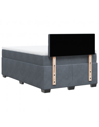 Giroletto a Molle con Materasso Grigio Scuro 120x200 cm Velluto