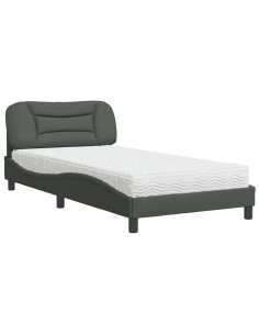Letto con Materasso Grigio Scuro 100x200 cm in Tessuto 2