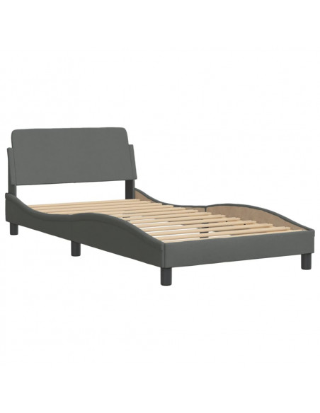 Letto con Materasso Grigio Scuro 100x200 cm in Tessuto