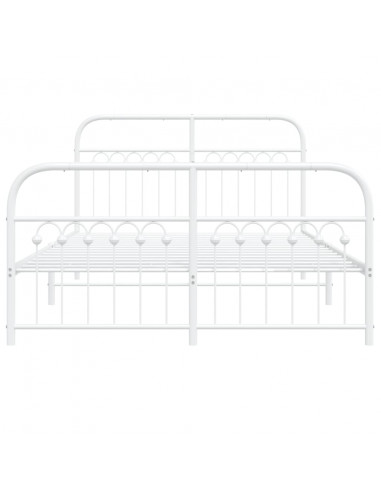 Giroletto con Testiera e Pediera Metallo Bianco 140x190 cm