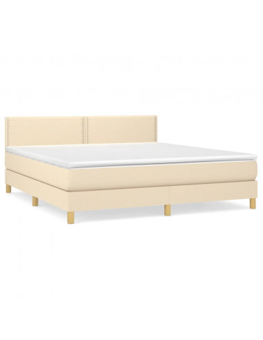 Giroletto a Molle con Materasso Crema 180x200 cm in Tessuto