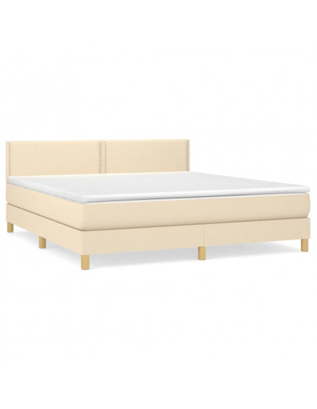Giroletto a Molle con Materasso Crema 180x200 cm in Tessuto