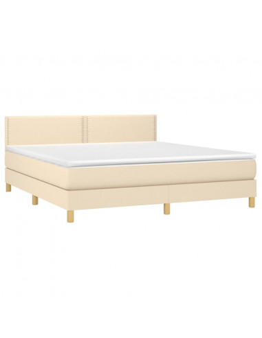 Giroletto a Molle con Materasso Crema 180x200 cm in Tessuto