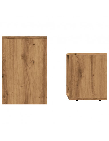 Tavolini Impilabili 2 pz Rovere Artigianale in Truciolato