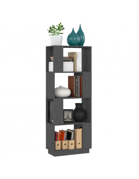 Libreria/Divisorio Grigio 51x25x132 cm Legno Massello di Pino