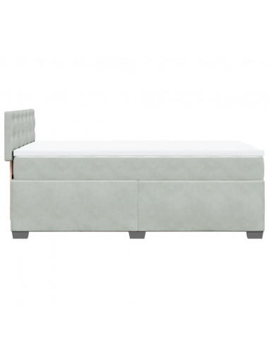 Giroletto a Molle con Materasso Grigio Chiaro 100x200cm Velluto