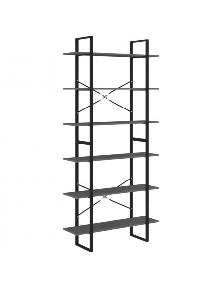 Scaffale Alto Grigio 100x30x210 cm in Legno Massello di Pino