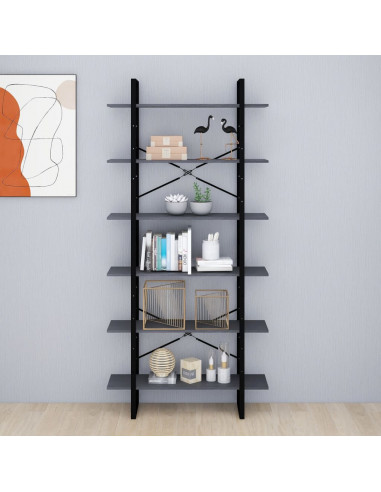 Scaffale Alto Grigio 100x30x210 cm in Legno Massello di Pino