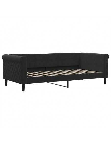 Letto da Giorno Nero 90x190 cm in Velluto