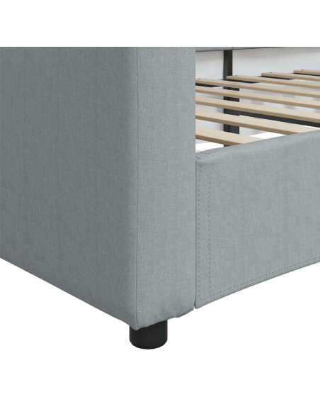 Letto da Giorno Grigio Chiaro 90x190 cm in Tessuto