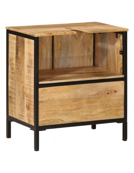 Mobile Lavabo da Bagno 55x35x60 cm Legno Massello Mango e Ferro