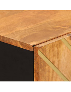 Mobiletto Marrone e Nero 60x33,5x75 cm Legno Massello di Mango