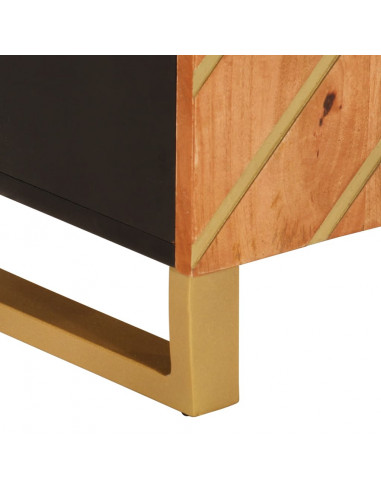 Mobiletto Marrone e Nero 60x33,5x75 cm Legno Massello di Mango