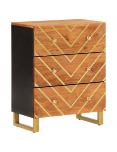 Mobiletti 3pz Marrone e Nero 60x33,5x75 cm Legno Massello Mango