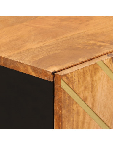 Mobiletti 3pz Marrone e Nero 60x33,5x75 cm Legno Massello Mango