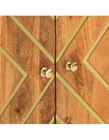 Mobiletti 3pz Marrone e Nero 60x33,5x75 cm Legno Massello Mango