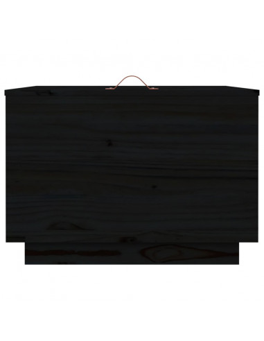 Contenitori Portaoggetti Coperchi 3pz Neri Legno Massello Pino