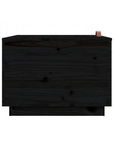 Contenitori Portaoggetti Coperchi 3pz Neri Legno Massello Pino