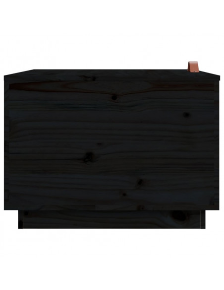 Contenitori Portaoggetti Coperchi 3pz Neri Legno Massello Pino