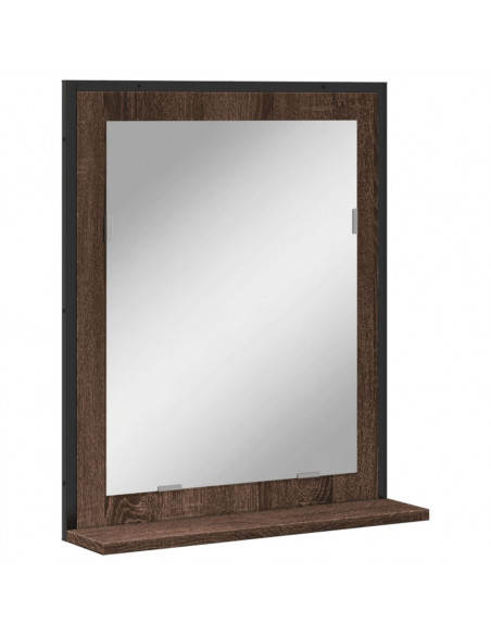 Specchio Bagno con Ripiano Rovere Marrone 50x12x60 Multistrato