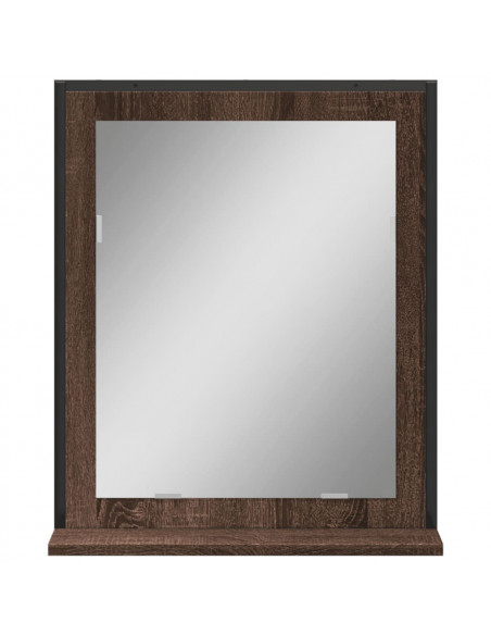 Specchio Bagno con Ripiano Rovere Marrone 50x12x60 Multistrato