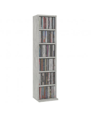 Mobile Porta CD Grigio Cemento 21x20x88 cm in Legno Multistrato
