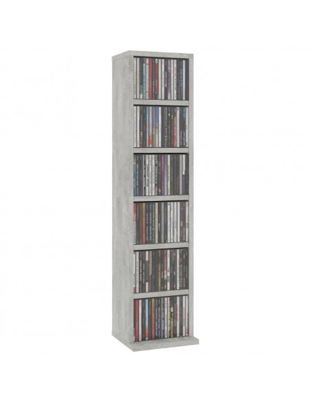 Mobile Porta CD Grigio Cemento 21x20x88 cm in Legno Multistrato