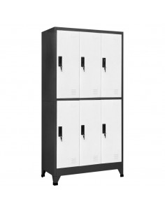 Armadietto con Serratura Antracite e Bianco 90x45x180cm Acciaio 2