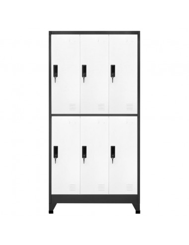 Armadietto con Serratura Antracite e Bianco 90x45x180cm Acciaio