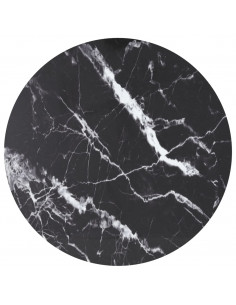 Piano per Tavolo Nero Ø90x1 cm Vetro Temperato Design Marmo