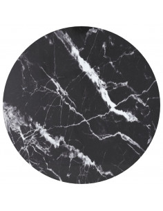 Piano per Tavolo Nero Ø30x0,8 cm Vetro Temperato Design Marmo