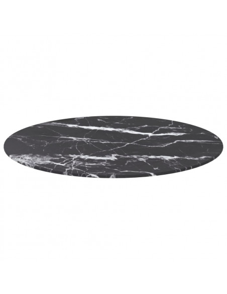 Piano per Tavolo Nero Ø30x0,8 cm Vetro Temperato Design Marmo