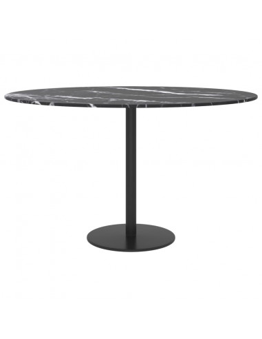 Piano per Tavolo Nero Ø30x0,8 cm Vetro Temperato Design Marmo